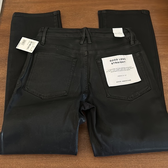 🎉HP🎉 NWT Good American Good Legs Straight Coated Jeans - Picture 10 of 15
